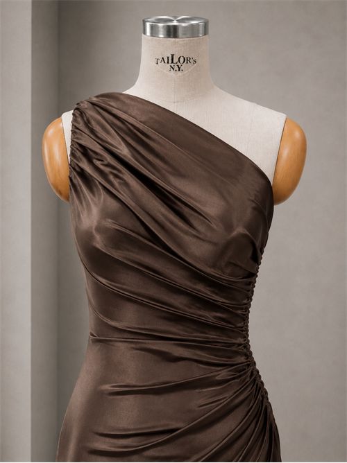 Abito monospalla drappeggio G FOR GIULSIE | LUX043CIOCCOLATO